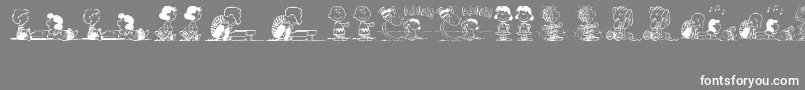 PeanutsGangDingbats-Schriftart – Weiße Schriften auf grauem Hintergrund