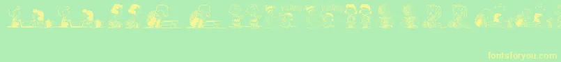 PeanutsGangDingbats-Schriftart – Gelbe Schriften auf grünem Hintergrund