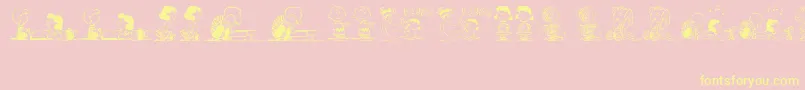 PeanutsGangDingbats-Schriftart – Gelbe Schriften auf rosa Hintergrund