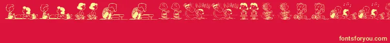 PeanutsGangDingbats Font – Yellow Fonts on Red Background