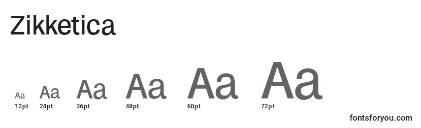 Размеры шрифта Zikketica