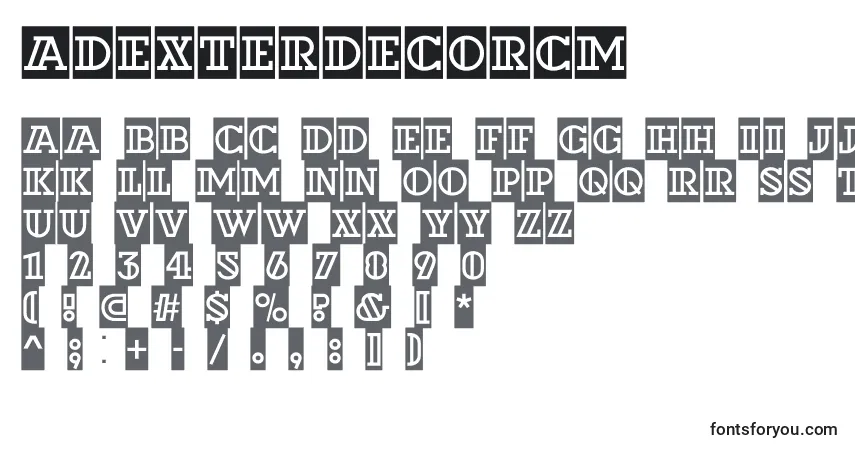 Schriftart ADexterdecorcm – Alphabet, Zahlen, spezielle Symbole