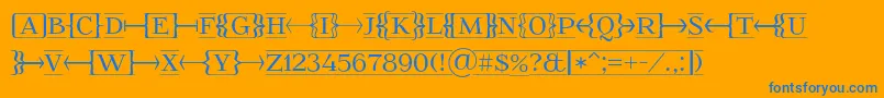 Fonte Foglihtenfr01 – fontes azuis em um fundo laranja