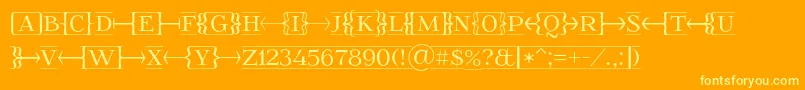 Foglihtenfr01-Schriftart – Gelbe Schriften auf orangefarbenem Hintergrund