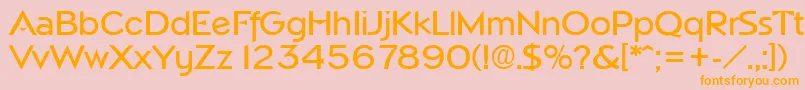 NapoliMedium-Schriftart – Orangefarbene Schriften auf rosa Hintergrund