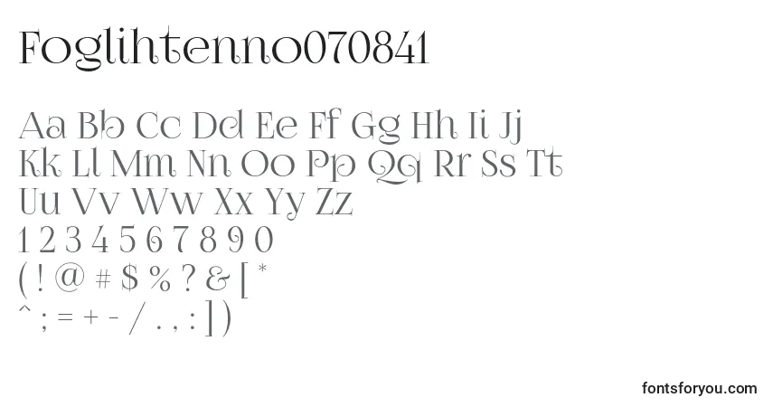 Schriftart Foglihtenno070841 – Alphabet, Zahlen, spezielle Symbole