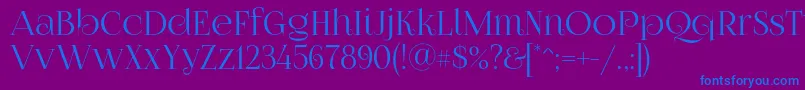 フォントFoglihtenno070841 – 紫色の背景に青い文字