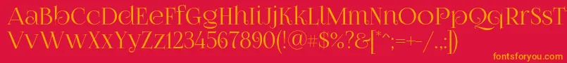 フォントFoglihtenno070841 – 赤い背景にオレンジの文字
