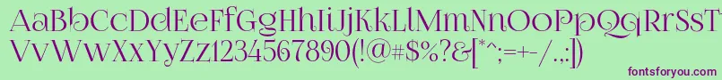 Foglihtenno070841-fontti – violetit fontit vihreällä taustalla