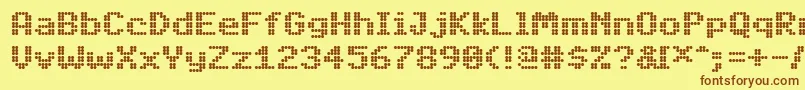 PfdigidotSix Font – Brown Fonts on Yellow Background