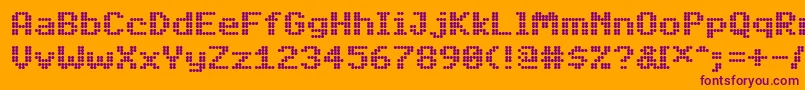 Czcionka PfdigidotSix – fioletowe czcionki na pomarańczowym tle