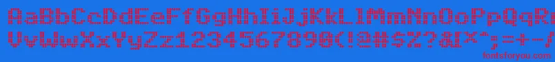 PfdigidotSix-fontti – punaiset fontit sinisellä taustalla