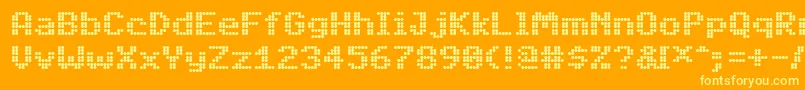 PfdigidotSix-Schriftart – Gelbe Schriften auf orangefarbenem Hintergrund