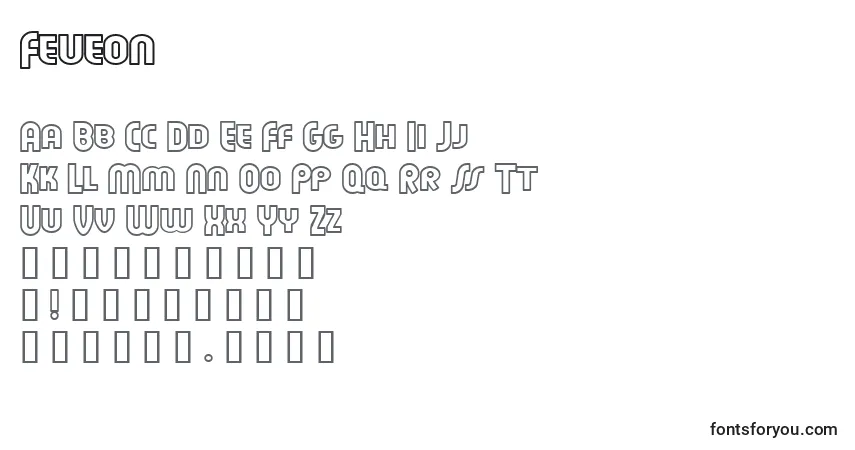 A fonte Feueon – alfabeto, números, caracteres especiais