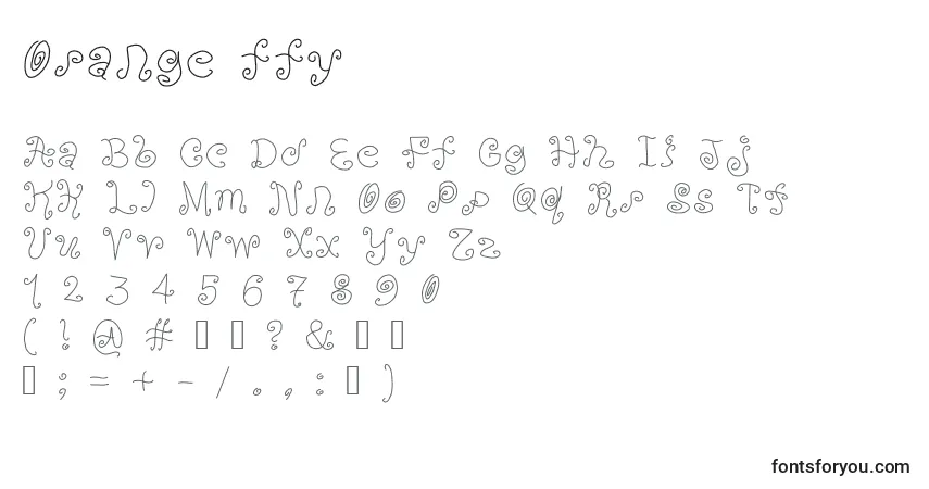 Schriftart Orange ffy – Alphabet, Zahlen, spezielle Symbole