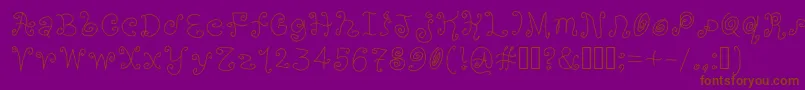 Orange ffy-Schriftart – Braune Schriften auf violettem Hintergrund