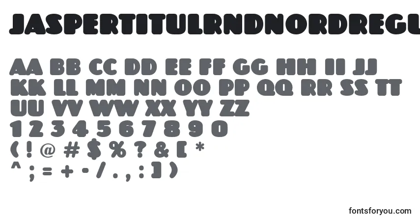 A fonte JaspertitulrndnordRegular – alfabeto, números, caracteres especiais