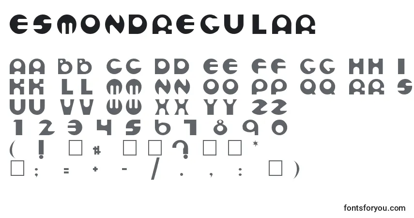 Czcionka EsmondRegular – alfabet, cyfry, specjalne znaki