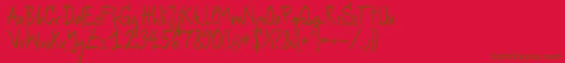 Rodek-Schriftart – Braune Schriften auf rotem Hintergrund