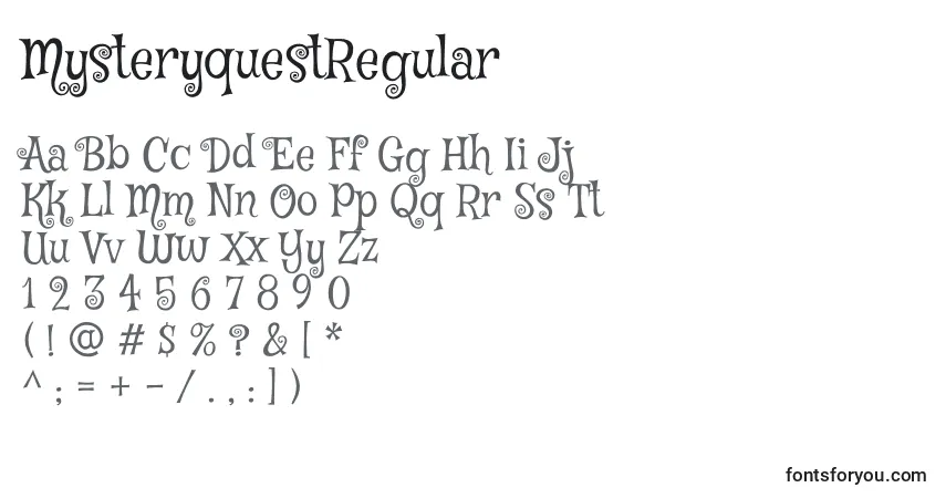 Czcionka MysteryquestRegular – alfabet, cyfry, specjalne znaki