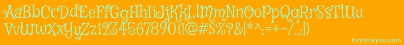 MysteryquestRegular Font – Green Fonts on Orange Background