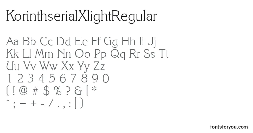 A fonte KorinthserialXlightRegular – alfabeto, números, caracteres especiais