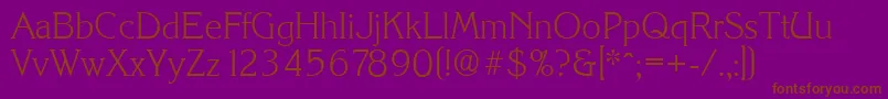 KorinthserialXlightRegular-fontti – ruskeat fontit violetilla taustalla