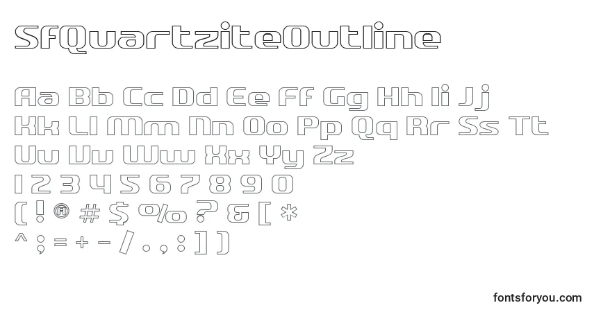 Шрифт SfQuartziteOutline – алфавит, цифры, специальные символы
