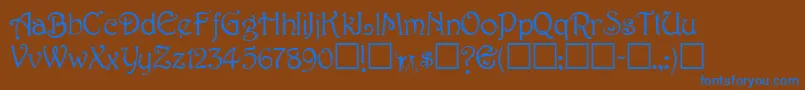 フォントTeepeeRegular – 茶色の背景に青い文字