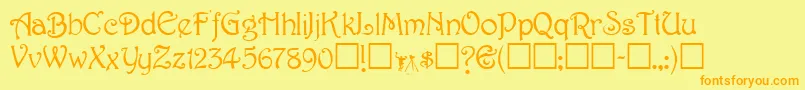 TeepeeRegular-Schriftart – Orangefarbene Schriften auf gelbem Hintergrund
