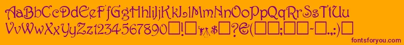 Fonte TeepeeRegular – fontes roxas em um fundo laranja
