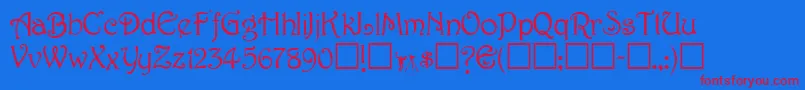 TeepeeRegular Font – Red Fonts on Blue Background