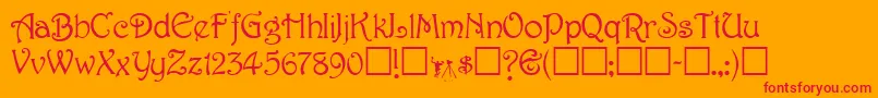 TeepeeRegular Font – Red Fonts on Orange Background