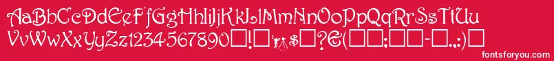 Fonte TeepeeRegular – fontes brancas em um fundo vermelho