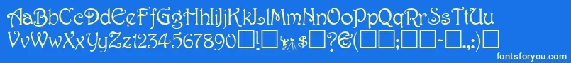 TeepeeRegular Font – Yellow Fonts on Blue Background