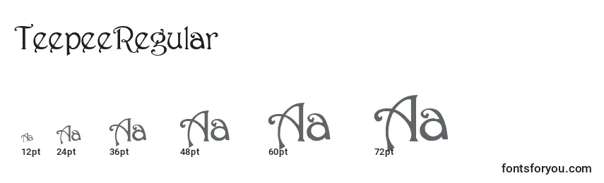 TeepeeRegular Font Sizes