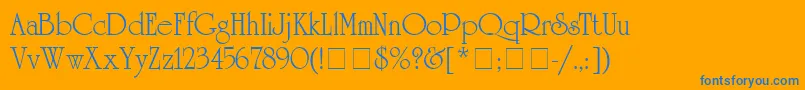 More about AcademiaSsi Font AcademiaSsi Font – Blue Fonts on Orange Background