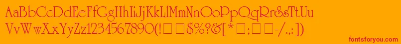 AcademiaSsi-Schriftart – Rote Schriften auf orangefarbenem Hintergrund