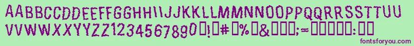 Exoneration Font – Purple Fonts on Green Background