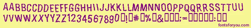 Exoneration Font – Purple Fonts on Yellow Background