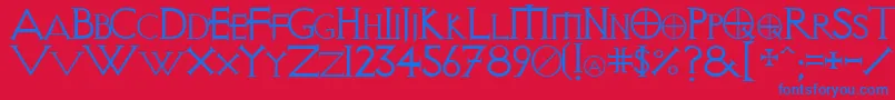 VisitationRegular Font – Blue Fonts on Red Background