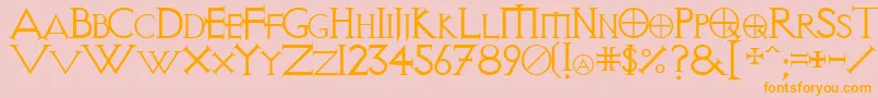 VisitationRegular-Schriftart – Orangefarbene Schriften auf rosa Hintergrund