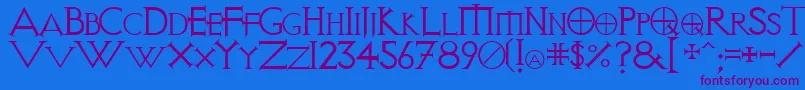 VisitationRegular Font – Purple Fonts on Blue Background