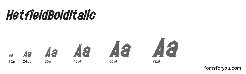 Größen der Schriftart HetfieldBoldItalic