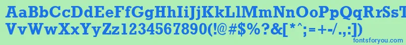 RockneyBold-fontti – siniset fontit vihreällä taustalla