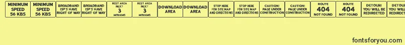 WebRoadSignsJl-fontti – mustat fontit keltaisella taustalla
