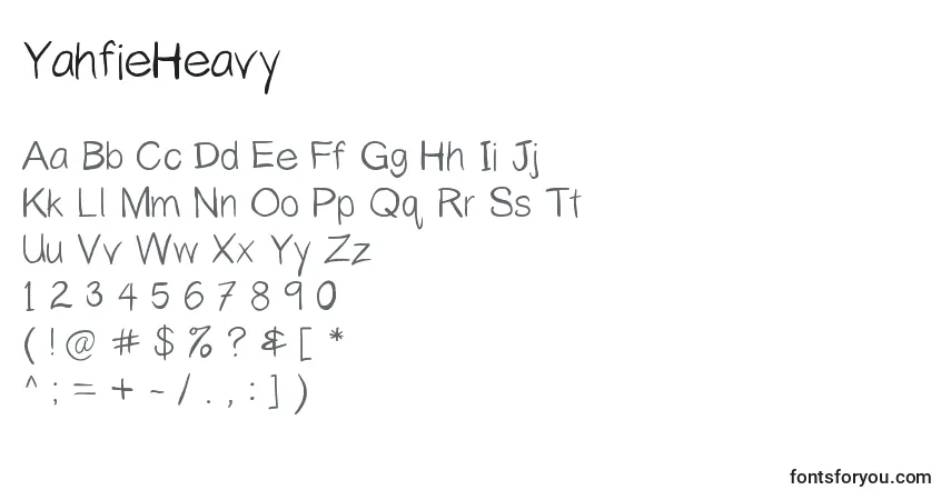 Schriftart YahfieHeavy – Alphabet, Zahlen, spezielle Symbole