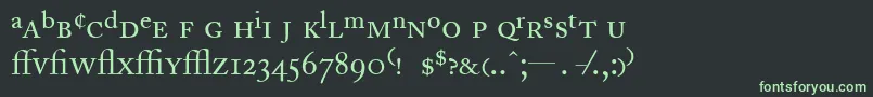 Fonte AdobeCaslonRegularExpert – fontes verdes em um fundo preto
