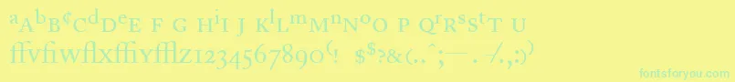 AdobeCaslonRegularExpert-Schriftart – Grüne Schriften auf gelbem Hintergrund