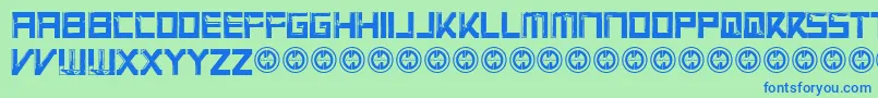 VirtualrotRegular-fontti – siniset fontit vihreällä taustalla